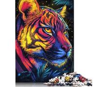 500 Pieces Colorful Tiger Portrait in Jungle Setting Jigsaw Puzzles for Adults Wooden Puzzle Jigsaws for Adults Stress Relief Toys 500pcs (52x38cm)