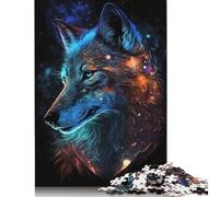500 Pieces Colour Galaxy Wolf Puzzle Jigsaw Adults Puzzles Difficulty Jigsaw Educational Game Toy 500pcs (52x38cm)