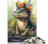 500 Pieces Colourful Hand Painted Baby Crocodile Puzzle Jigsaw Difficulty Puzzle Jigsaw Educational Game Toy 500pcs (52x38cm)