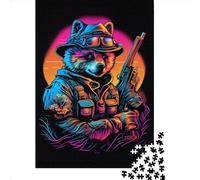 500 Pieces Cool Bear Square Jigsaw Puzzles for Adults And Wooden Puzzles 500pcs (52x38cm)