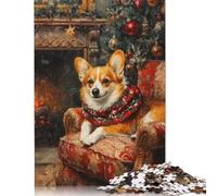 500 Pieces Corgi Christmas Portrait Cozy Holiday Dog Print Jigsaw Puzzles Puzzles for Teenagers Gifts Unique Home Decor And Gifts 500pcs (52x38cm)