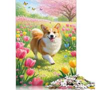 500 Pieces Corgi Creative Square Jigsaw Puzzles for Adults & Wooden Puzzles Challenging Game 500pcs (52x38cm)