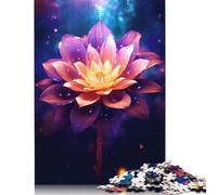 500 Pieces Cosmic Galaxy Lotus Flower Jigsaw Puzzles Adults Difficulty Jigsaw Puzzles Education Toys Games 500pcs (52x38cm)