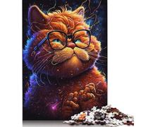 500 Pieces Cosmic Garfield Wearing Glasses Puzzle Jigsaw, Difficulty Puzzle Jigsaw Educational Game Toy Family Decoration 500pcs (52x38cm)