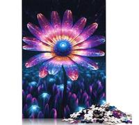 500 Pieces Cosmic Neon Daisy Flower Creative Square Jigsaw Puzzles for Adults And Wooden Puzzles Challenging Game 500pcs (52x38cm)
