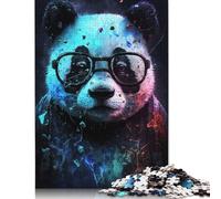 500 Pieces Cosmic Panda with Glasses Jigsaw Puzzles Adults Difficulty Jigsaw Puzzles Education Toys Games 500pcs (52x38cm)