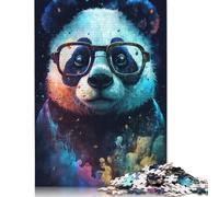 500 Pieces Cosmic Panda with Glasses Puzzle Jigsaw Adults Jigsaw Difficulty Jigsaw Educational Game Toy Family Decoration 500pcs (52x38cm)