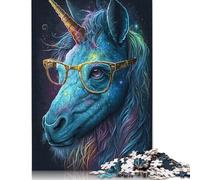 500 Pieces Cosmic Unicorns Wear Glasses Jigsaw Puzzle Difficulty Puzzle Education Games Toys 500pcs (52x38cm)