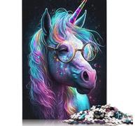 500 Pieces Cosmic Unicorns Wear Glasses Puzzle Jigsaw Difficulty Puzzle Jigsaw Educational Game Toy 500pcs (52x38cm)