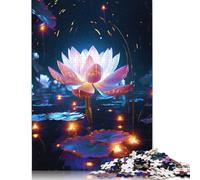 500 Pieces Cosmic White Lotus Flowers Puzzles Jigsaw Difficulty Puzzle Jigsaw Educational Games Toy 500pcs (52x38cm)