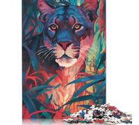 500 Pieces Cougar At Night Jungle Puzzle Jigsaw Adults Jigsaw Difficulty Jigsaw Educational Game Toy Family Decoration 500pcs (52x38cm)