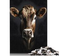 500 Pieces Cow Portrait Photo Jigsaw Puzzle Puzzles for Adults & Teenager for Adults Teenagers Age 14+ 500pcs (52x38cm)