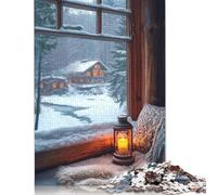500 Pieces Cozy Cabin Window View Jigsaw Puzzle Puzzles for Teenagers Gifts for Adults 500pcs (52x38cm)
