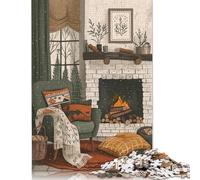 500 Pieces Cozy Fireplace Room Jigsaw Puzzles for Adults, Puzzle, 500 Pieces Puzzle, Puzzle Game Difficult Challenge Puzzle 500pcs (52x38cm)