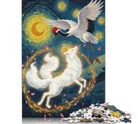 500 Pieces Crane, Fox, And Starry Night Puzzle for Adults Puzzles for Adults & Teenager Secret Santa Gifts 500pcs (52x38cm)