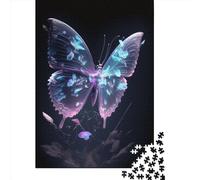 500 Pieces Creative Jigsaw Puzzles Glow Butterfly Jigsaw Puzzles Rectangular Puzzle Educational Toy Gift for Adults 500pcs (52x38cm)