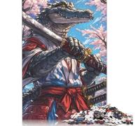 500 Pieces Crocodile Samurai Animal Puzzles Jigsaw Adults Difficulty Puzzles Jigsaw Educational Games Toy Family Decoration 500pcs (52x38cm)