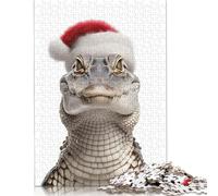 500 Pieces Crocodile Wearing Santa Hat Puzzle for Adults Puzzles for Adults & Teenager Relax Puzzles Games 500pcs (52x38cm)