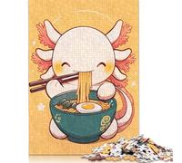 500 Pieces Cute Axolotl Eating Ramen for Adults Difficult Jigsaw Puzzles Puzzles for Adults Family Activity Jigsaw Puzzles 500pcs (52x38cm)