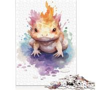 500 Pieces Cute Axolotl Watercolor Jigsaw Wooden Puzzle Jigsaws for Adults Family Entertainment Toys 500pcs (52x38cm)