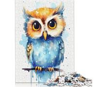 500 Pieces Cute Baby Owl Watercolors Creative Square Jigsaw Puzzles for Adults & Wooden Puzzles Challenging Game 500pcs (52x38cm)