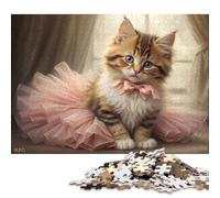 500 Pieces Cute Ballerina Kitten Jigsaw Wooden Puzzle Jigsaws for Adults Family Entertainment Toys 500pcs (52x38cm)