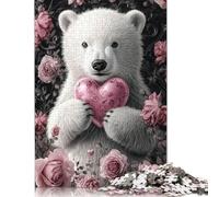 500 Pieces Cute Bear for Adults Difficult Jigsaw Wooden Puzzle for Adults Christmas Eve Gifts 500pcs (52x38cm)