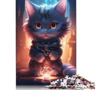 500 Pieces Cute Black Grey Light Cat Puzzles Jigsaw Adults Difficulty Jigsaw Puzzle Relaxing Games Toy 500pcs (52x38cm)