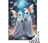 500 Pieces Cute Cartoon Ghost Jigsaw Puzzles for Adults Wood Jigsaw Family Puzzle Game Stress Reliever Puzzle for Adults 18+ 500pcs (52x38cm)