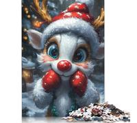 500 Pieces Cute Christmas Reindeer Funny Jigsaw Puzzles Puzzles for Teenagers Gifts for Adults Puzzle Gifts 500pcs (52x38cm)