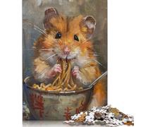 500 Pieces Cute Hamster Spaghetti Eat Wood Puzzles Wooden Puzzles for Adults& Teenagers Age 12 Years Up 500pcs (52x38cm)