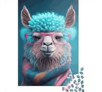500 Pieces Cute Llama Art Creative Square Jigsaw Puzzles for Adults & Wooden Puzzles Challenging Game 500pcs (52x38cm)