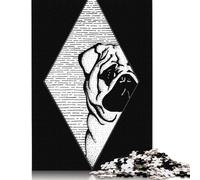 500 Pieces Cute Pug Dog Creative Square Wooden Jigsaw Puzzles for Adults Educational Game Challenge Toy 500pcs (52x38cm)