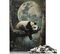 500 Pieces Cute Sleeping Panda Moon for Adults Difficult Jigsaw Puzzles Puzzles Wooden Puzzles Educational Game for Adult Teenagers 500pcs (52x38cm)