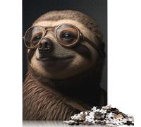 500 Pieces Cute Sloth Portrait Jigsaw Puzzles for Adults Wooden Puzzles for Adults Teenager Man Woman Gift 500pcs (52x38cm)