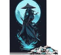 500 Pieces Cyberpunk Samurai Moon Backdrop for Adults Difficult Jigsaw Puzzles Puzzles for Adults Educational Game Challenge Toy 500pcs (52x38cm)