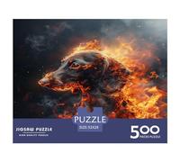 500 Pieces Dachshund_fire Creative Square Jigsaw Puzzles for Adults And Wooden Puzzles Challenging Game 500pcs (52x38cm)
