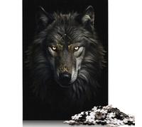 500 Pieces Dark Gold Wolf Animal Jigsaw Puzzle Wooden Puzzle Adult Jigsaw Puzzle Sustainable Puzzle for Adults 500pcs (52x38cm)