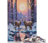 500 Pieces Deer And Forest Puzzles Jigsaw Adults Difficulty Jigsaw Puzzle Relaxing Games Toy 500pcs (52x38cm)