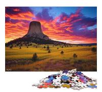 500 Pieces Devils Tower at Sunset Jigsaw Wooden Puzzle Jigsaws for Adults Family Entertainment Toys 500pcs (52x38cm)