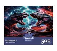 500 Pieces Dinosaur Fight Creative Square Jigsaw Puzzles for Adults & Wooden Puzzles Challenging Game 500pcs (52x38cm)