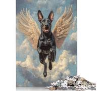 500 Pieces Doberman with Angel Wings Pet Loss Memorial Poster Dog with Wings Jigsaw Puzzles Puzzles for Teenagers Gifts Unique Home Decor And Gifts 500pcs (52x38cm)