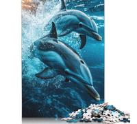 500 Pieces Dolphins Underwater Jigsaw Puzzles Wooden Puzzles for Adults & Teenager Brain Teaser Puzzles For Adults 500pcs (52x38cm)