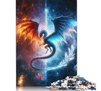 500 Pieces Dragon of Fire And Ice Jigsaw Puzzles for Adults Wooden Puzzles for Adults Educational Game for Adult Teenagers 500pcs (52x38cm)