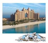500 Pieces Dubai Atlantis Hotel Beach Jigsaw Puzzles Wooden Puzzles for Adults & Teenager Brain Teaser Puzzles For Adults 500pcs (52x38cm)
