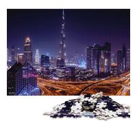 500 Pieces Dubai Travel Burj Khalifa Jigsaw Puzzles Wooden Puzzles for Adults & Teenager Brain Teaser Puzzles For Adults 500pcs (52x38cm)
