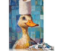 500 Pieces Duck with Toilet Paper Hat Puzzle for Adults Puzzles for Adults & Teenager Secret Santa Gifts 500pcs (52x38cm)