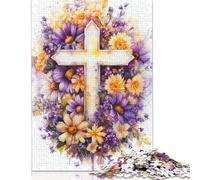 500 Pieces Easter Cross Wood Puzzles Wooden Puzzles for Adults& Teenagers Age 12 Years Up 500pcs (52x38cm)