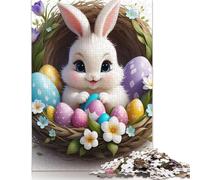 500 Pieces Easter Cute Bunny for Adults Difficult Jigsaw Wooden Puzzle for Adults Christmas Eve Gifts 500pcs (52x38cm)