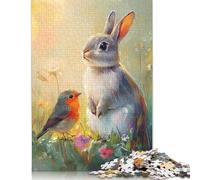500 Pieces Easter Cute Bunny Puzzle for Adults Wooden Puzzles Jigsaw Puzzles for Adults Educational Game Challenge Toy 500pcs (52x38cm)